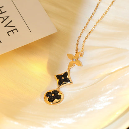 [Love More]STAR AND SUN ONYX PINK GOLD NECKLACE