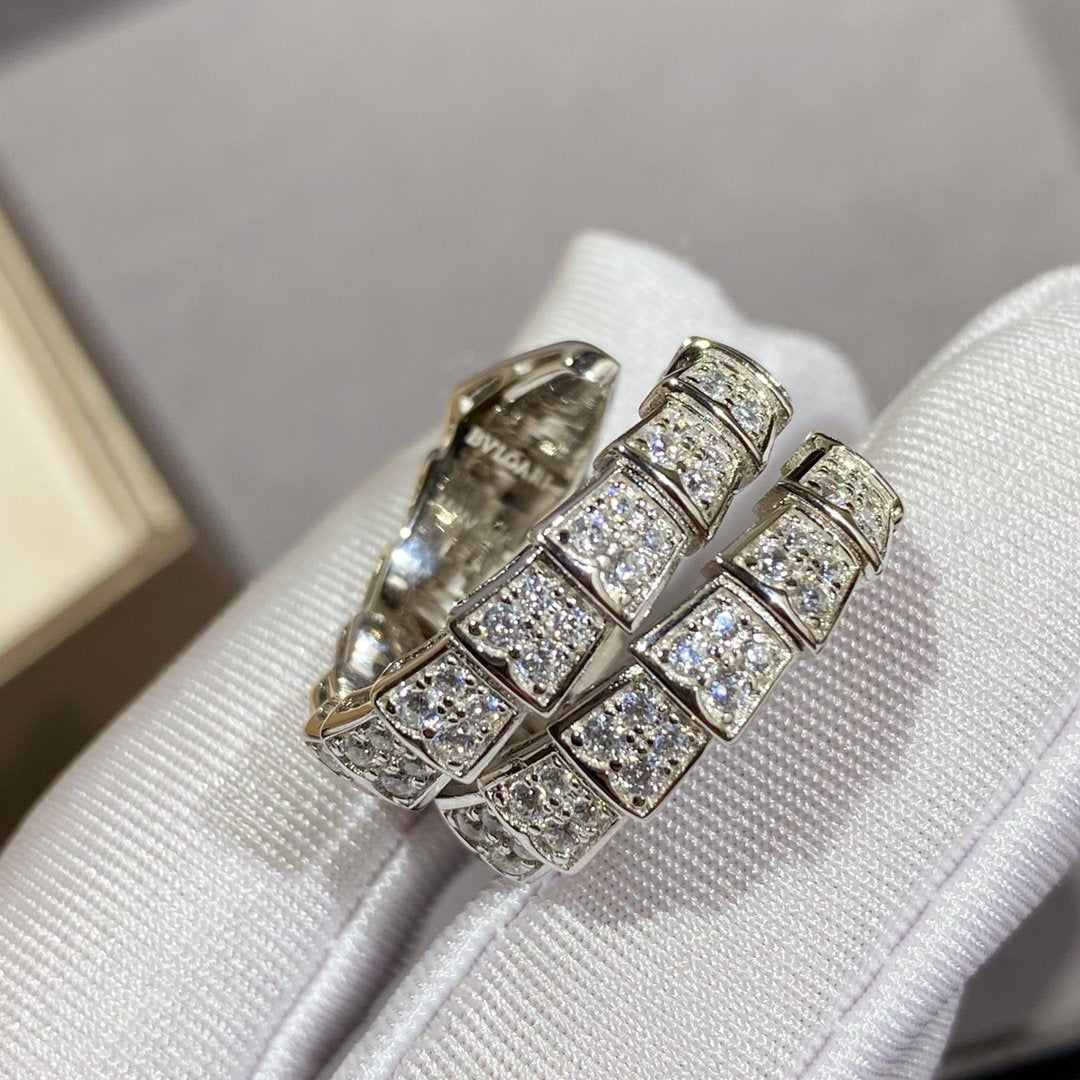 [Love More]SERPENTI DOUBLE RING SILVER DIAMOND PAVED