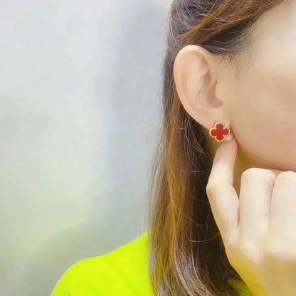 [Love More]CLOVER MEDIUM 1 MOTIFS CARNELIAN  EARRINGS