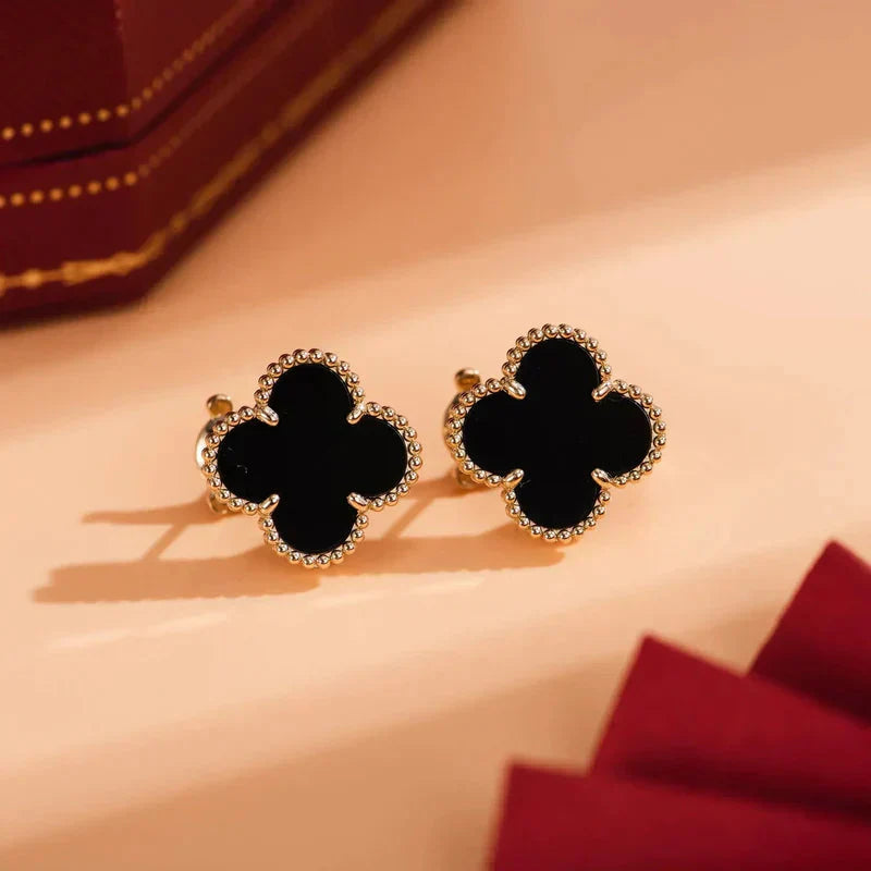 [Love More]CLOVER MEDIUM 1 MOTIFS ONYX OHRSTECKER