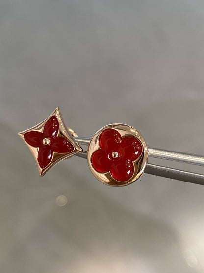 [Love More]STAR AND SUN PINK GOLD CARNELIAN STUD EARRINGS