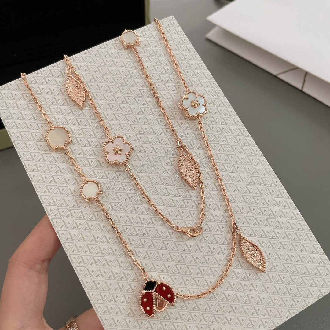 [Love More]LUCKY SPRING 15 MOTIFS ROSE GOLD NECKLACE