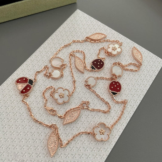 [Love More]LUCKY SPRING 15 MOTIFS ROSE GOLD NECKLACE