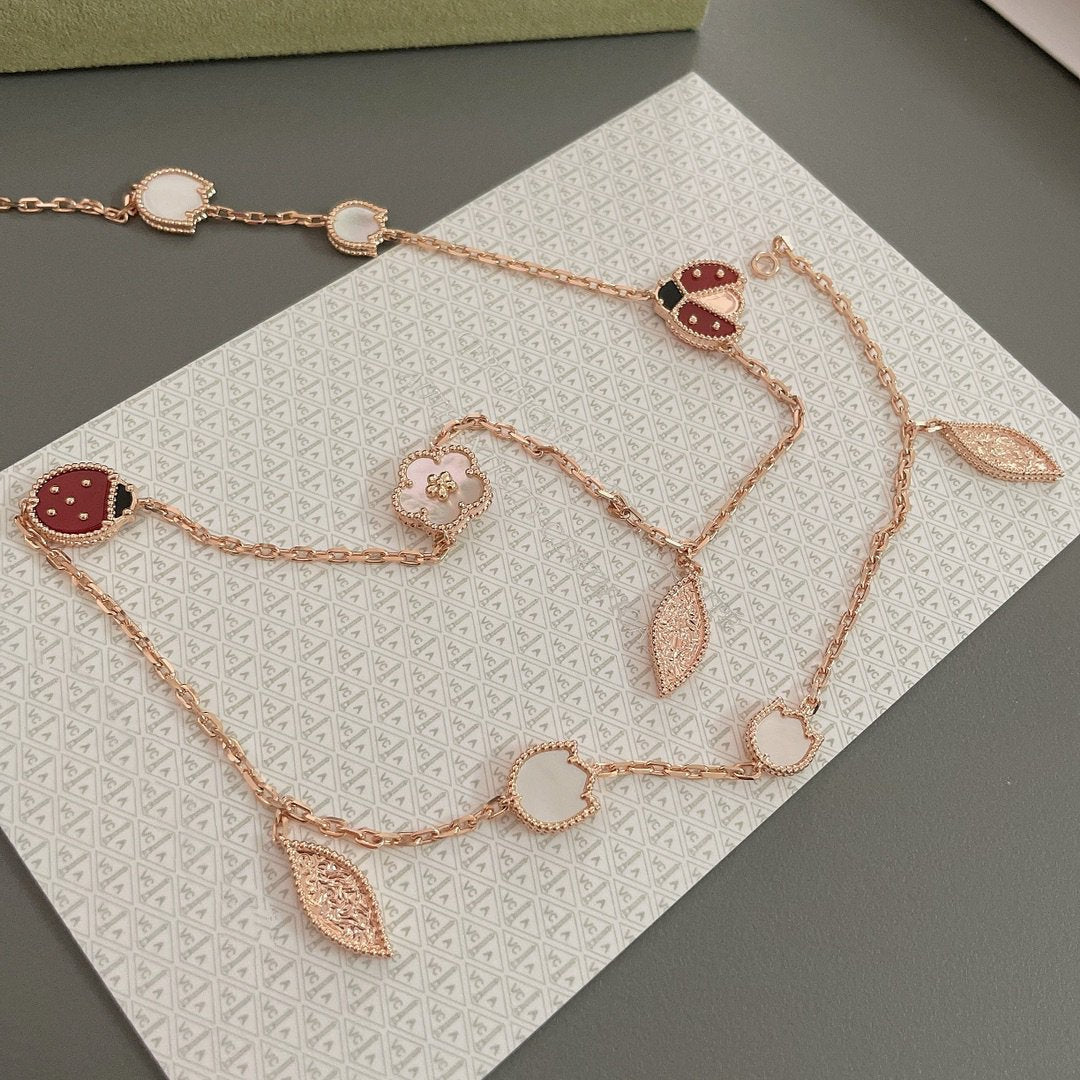 [Love More]LUCKY SPRING 15 MOTIFS ROSE GOLD NECKLACE