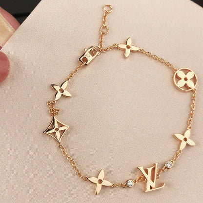 [Love More]STAR AND SUN 7 MOTIFS GOLD BRACELET