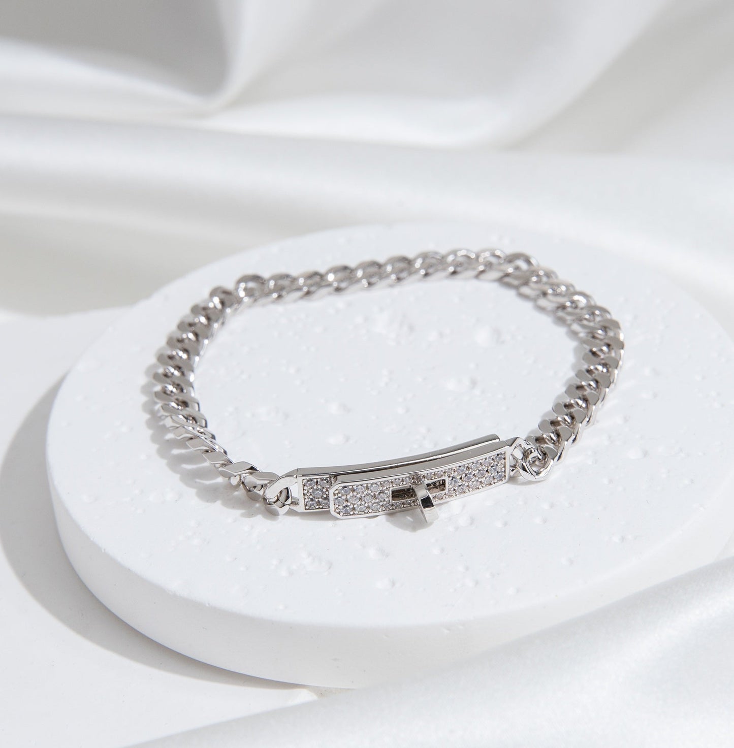 [Love More]KELLY CHAIN SILVER DIAMOND BRACELET