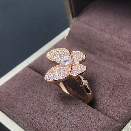 [Love More]BUTTERFLY PINK GOLD DIAMOND RING