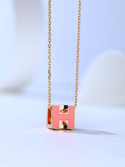 [Love More]H CAGE PINK GOLD NECKLACE