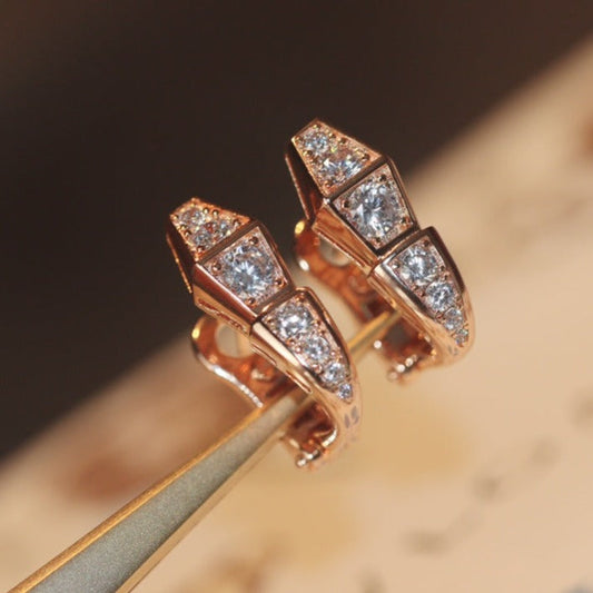 [Love More]SERPENT PINK GOLD DIAMOND EARRINGS