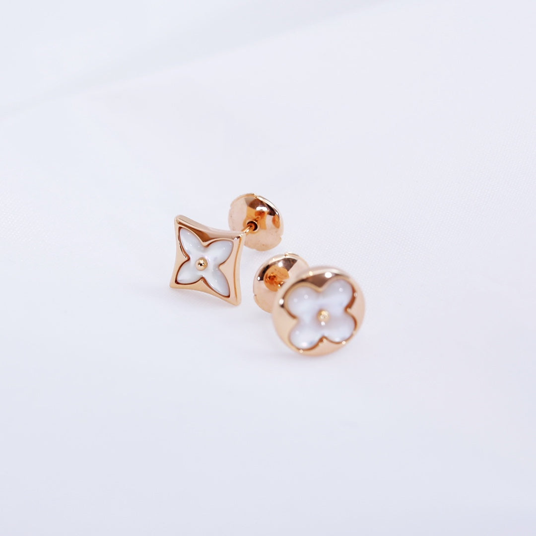 [Love More]STAR AND SUN PINK GOLD MOP STUD EARRINGS