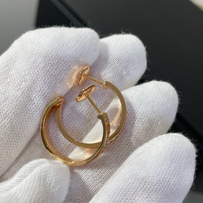 [Love More]LOVE DIAMOND PINK GOLD HOOP EARRINGS