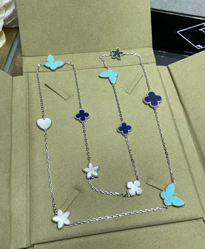 [Love More]LUCKY CLOVER SILVER 11 MOTIF NECKLACE