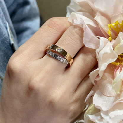 [Love More]LOVE ROSÉGOLD SILBER DIAMANT DOPPELRING