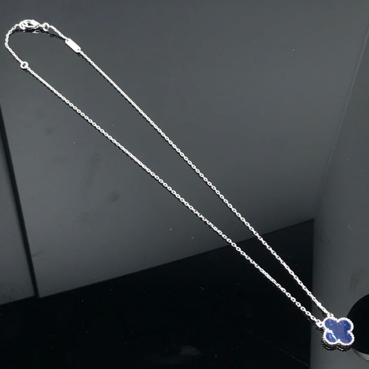 [Love More]CLOVER PIETERSITE SILVER LONG NECKLACE