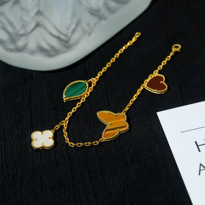 [Love More]LUCKY SPRING 5 MOTIF GOLD BRACELET