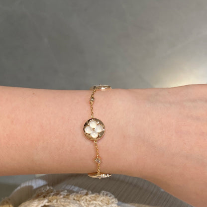 [Love More]Armband mit Stern- und Sonnenmotiv, 4 Motive, Weiß, Perlmutt, Roségold 