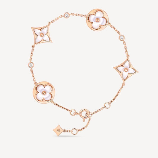 [Love More]Armband mit Stern- und Sonnenmotiv, 4 Motive, Weiß, Perlmutt, Roségold 