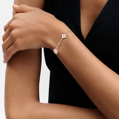 [Love More]Armband mit Stern- und Sonnenmotiv, 4 Motive, Weiß, Perlmutt, Roségold 