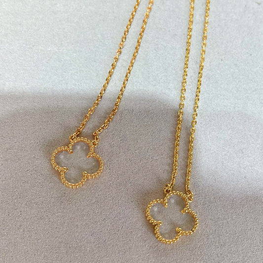 [Love More]CLOVER ROCK CRYSTAL ROSE GOLD NECKLACE