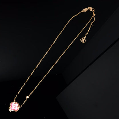 [Love More]COLOR BLOSSOM PINK MOP SUN GOLD NECKLACE