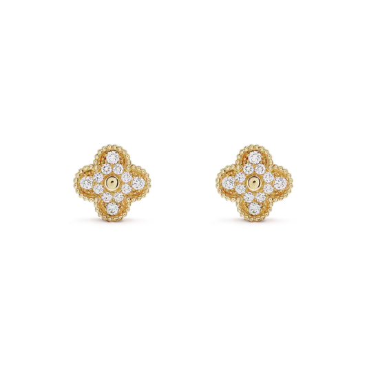 [Love More]CLOVER MEDIUM 1 MOTIFS FUll DIAMOND EARRINGS