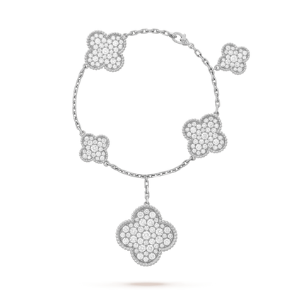 [Love More]CLOVER 6 MOTIFS SILBER DIAMANT ARMBAND