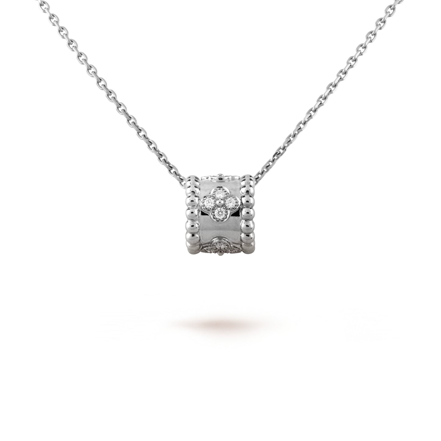 [Love More]Perle Anhänger Silber Diamant Halskette 