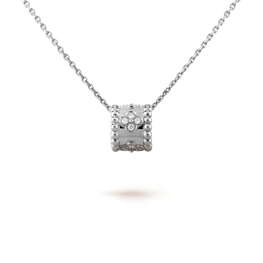 [Love More]Perle Anhänger Silber Diamant Halskette 