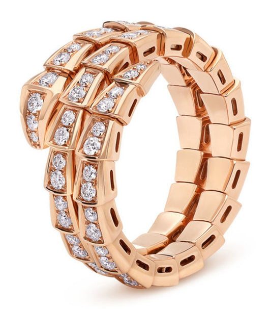 [Love More]SERPENTI RING PINK GOLD DIAMOND DOUBLE ROW