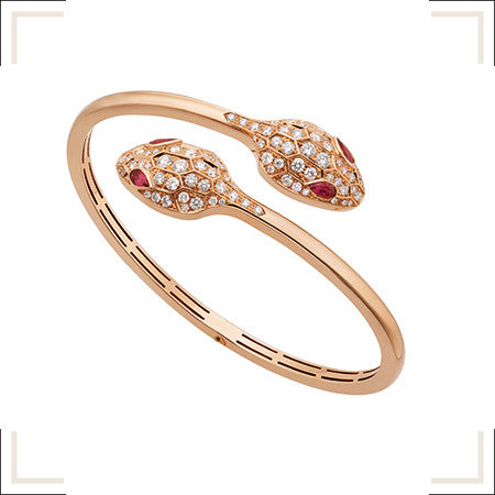 [Love More]SERPENTI BRACELET PINK GOLD DIAMOND DOUBLE SNAKE