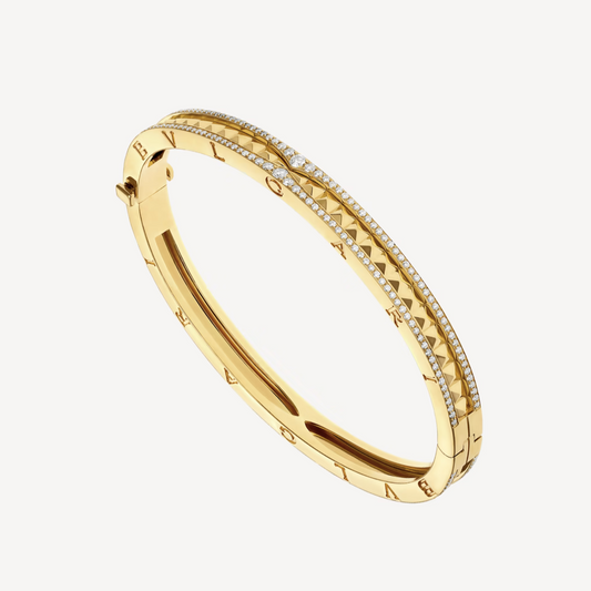 [Love More]ZERO 1 SPIRAL AND PAVED DIAMOND GOLD BRACELET