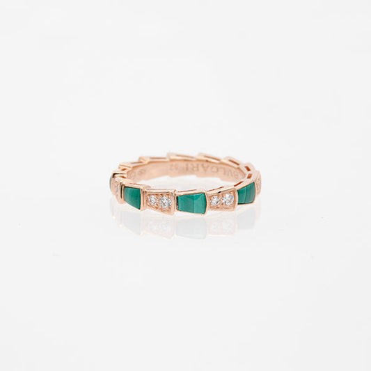 [Love More]SERPENTI RING PINK GOLD MALACHITE DIAMOND 3MM