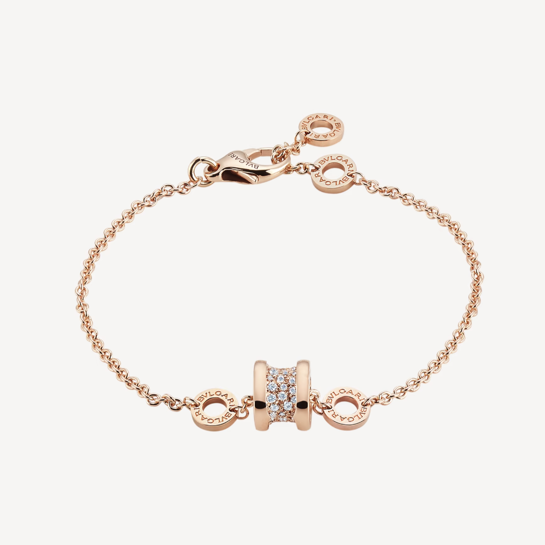 [Love More]ZERO 1 WEICHES ROSA GOLD MIT DIAMANTEN AUF DEM SPIRALARARMBAND