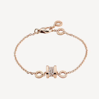 [Love More]ZERO 1 SOFT PINK GOLD WITH PAVED DIAMONDS ON THE SPIRAL BRACELET