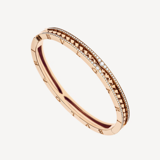 [Love More]ZERO 1 SPIRAL AND PAVED DIAMOND PINK GOLD BRACELET