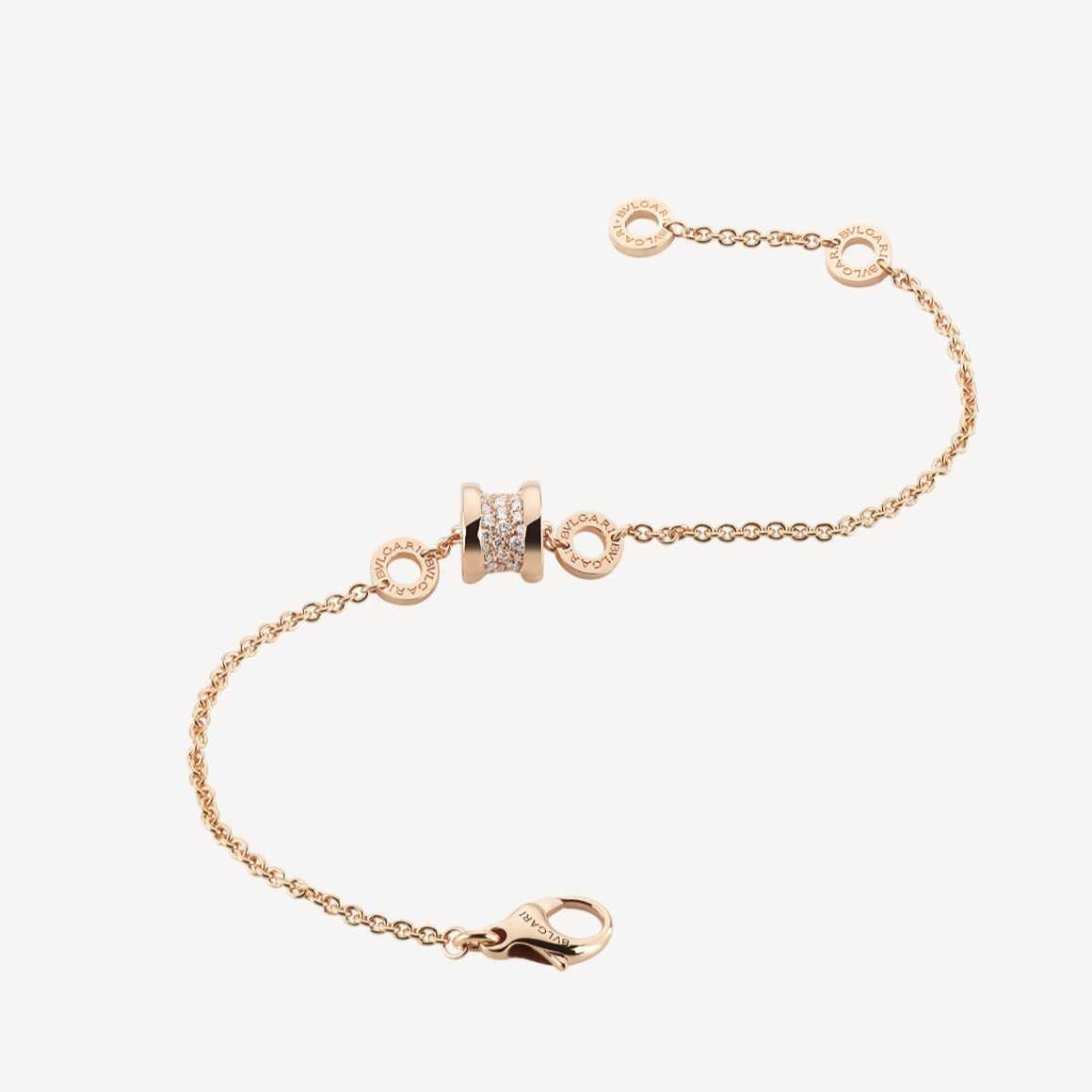 [Love More]ZERO 1 SOFT PINK GOLD WITH PAVED DIAMONDS ON THE SPIRAL BRACELET