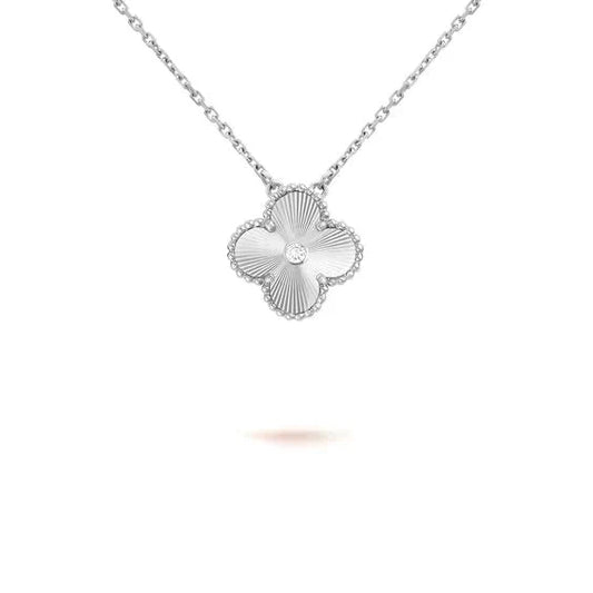 [Love More]CLOVER 15MM DIAMANT LASER HALSKETTE SILBER