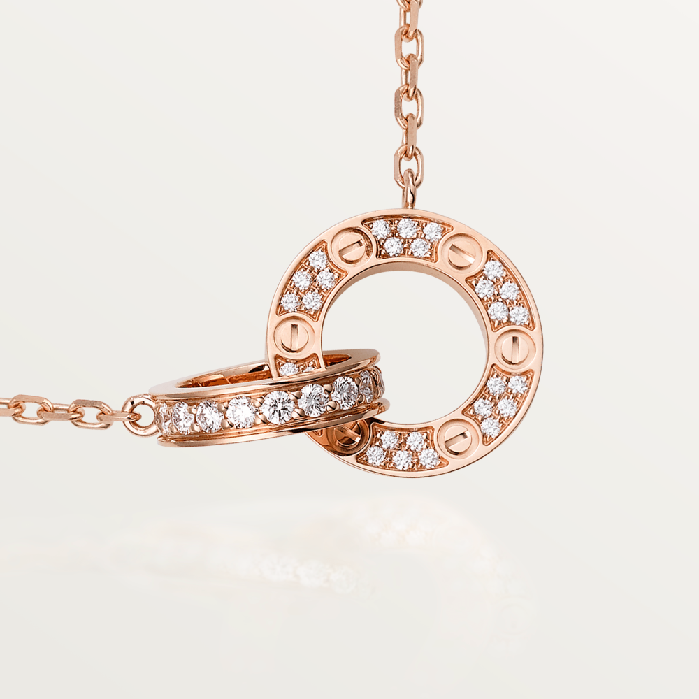 [Love More] LOVE 7,6 MM HALSKETTE ROSÉGOLD UND SILBER VOLL DIAMANT