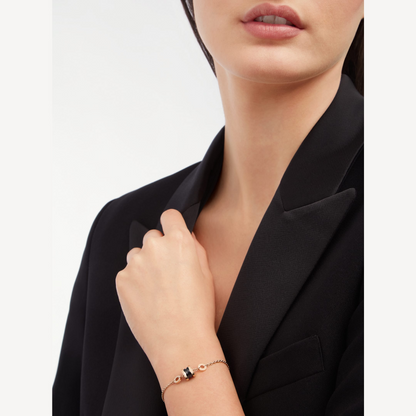 [Love More]ZERO 1 ARMBAND AUS WEICHEM ROSGOLD UND SCHWARZER KERAMIK