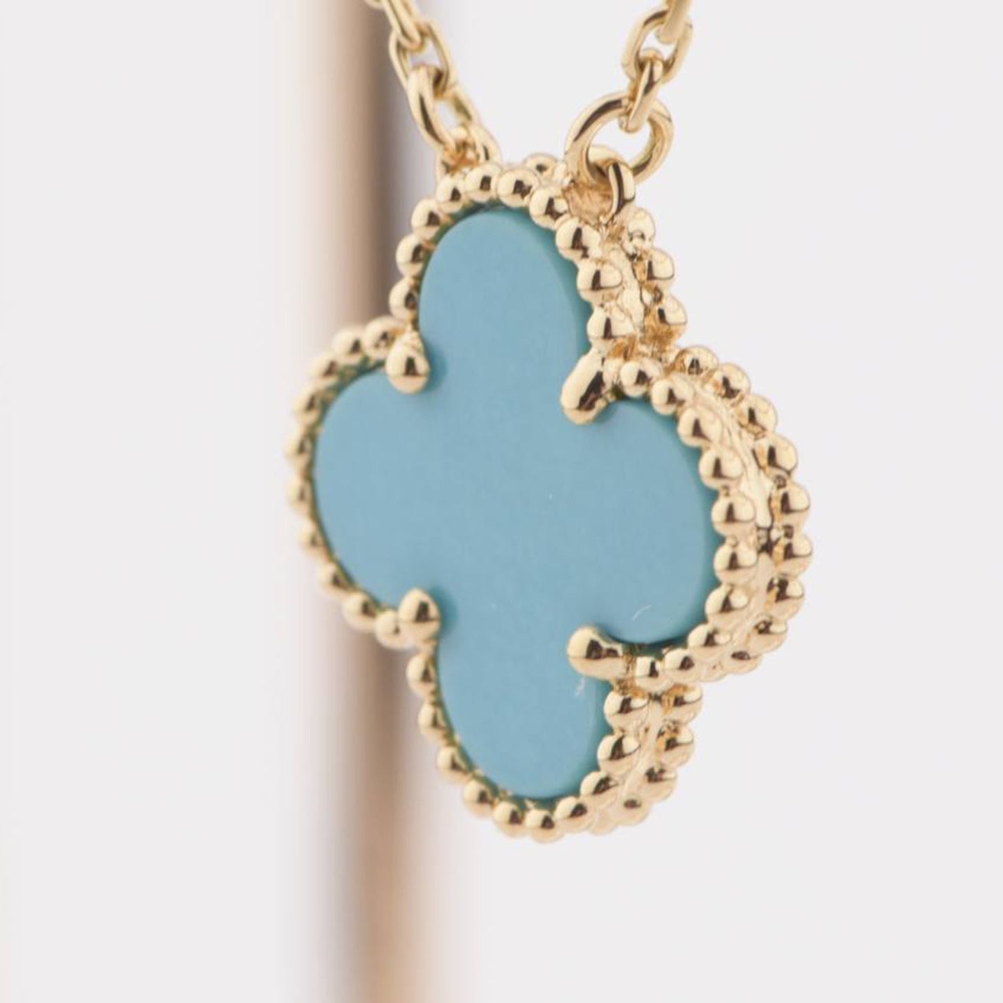 [Love More]CLOVER 15MM VINTAGE TURQUOISE NECKLACE