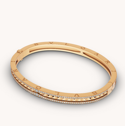 [Love More]ZERO 1 SPIRAL UND PAVED DIAMANTEN GOLDARMBAND