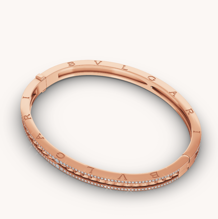 [Love More]ZERO 1 SPIRAL-ARMBAND AUS ROSÉGOLD MIT DIAMANTEN