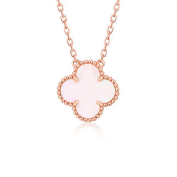 [Love More]CLOVER 15MM PINK MOTHER-OF-PEARL SINGLE FLOWER NECKLACE