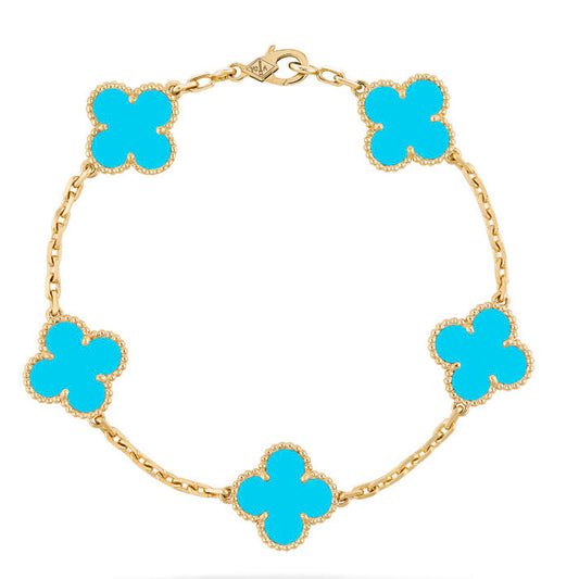 [Love More]CLOVER 5 MOTIFS TURQUOISE BRACELET