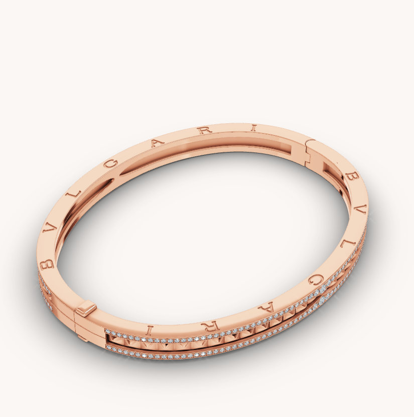 [Love More]ZERO 1 SPIRAL-ARMBAND AUS ROSÉGOLD MIT DIAMANTEN