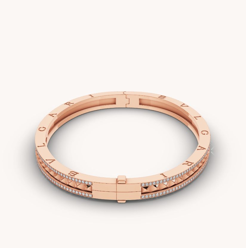 [Love More]ZERO 1 SPIRAL-ARMBAND AUS ROSÉGOLD MIT DIAMANTEN