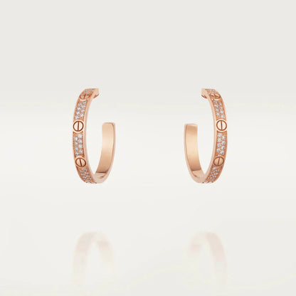 [Love More]LOVE DIAMOND PINK GOLD HOOP EARRINGS