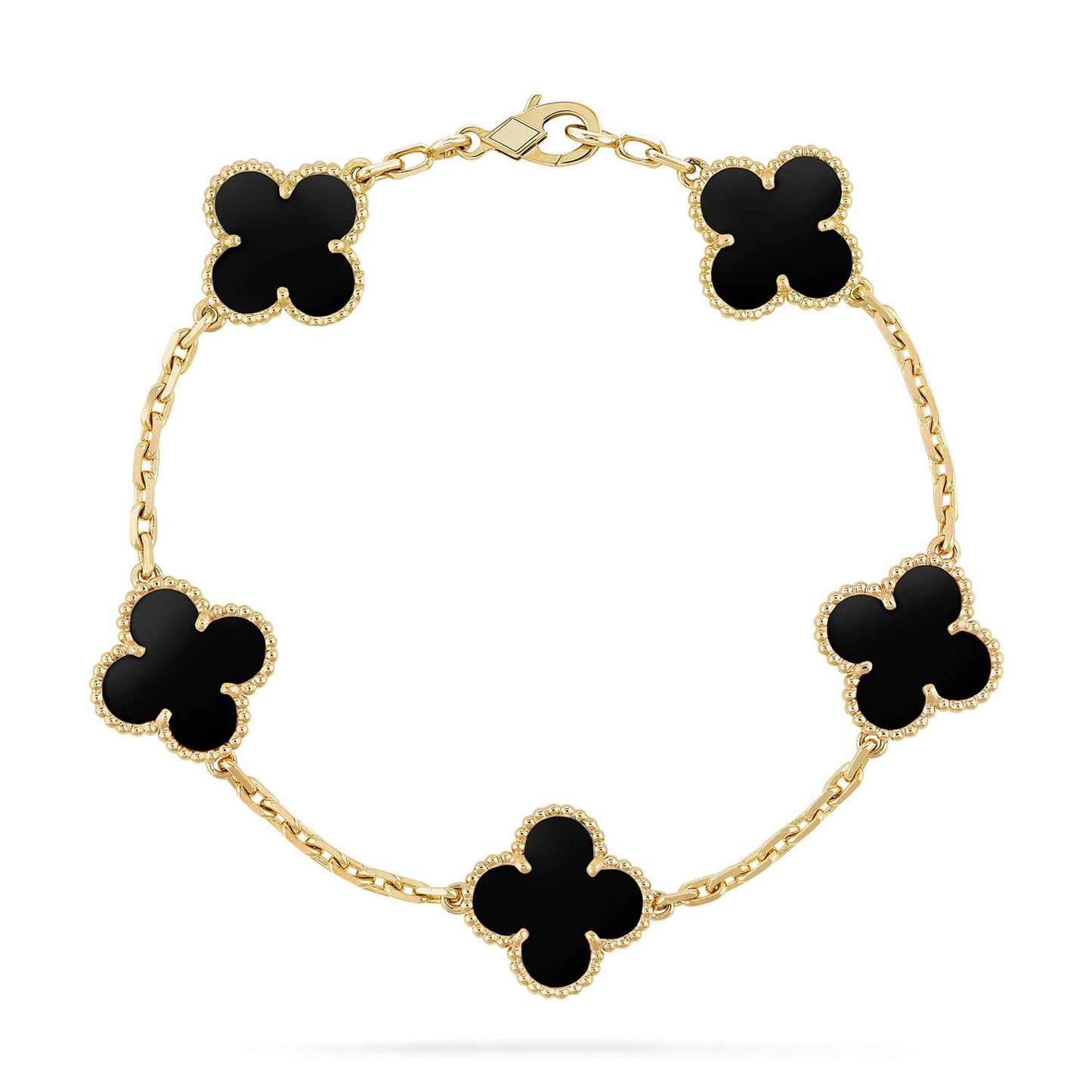 [Love More]CLOVER 5 MOTIFS SCHWARZES ONYX-ARMBAND 