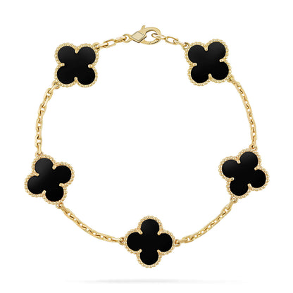 [Love More]CLOVER  5 MOTIFS BLACK ONYX BRACELET