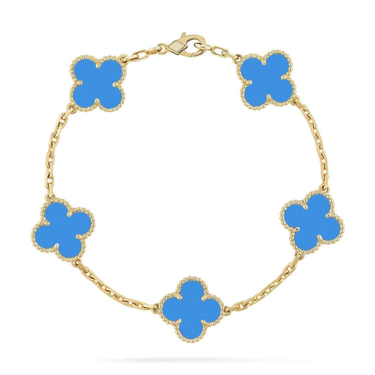 [Love More]CLOVER 5 MOTIFS BLUE AGATE BRACELET